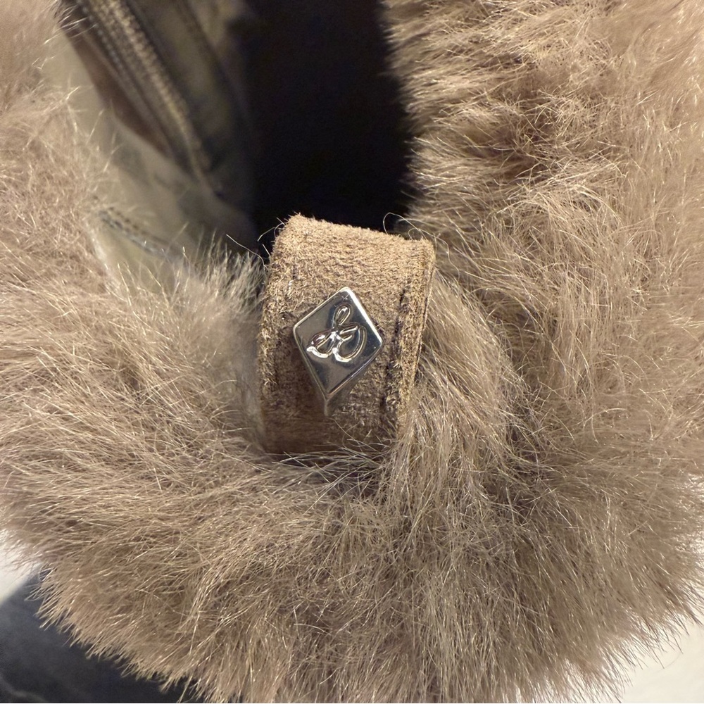NIB Sam Edelman Oleana Suede Faux Fur Trim Stiletto Booties Flint Grey - Picture 9 of 13